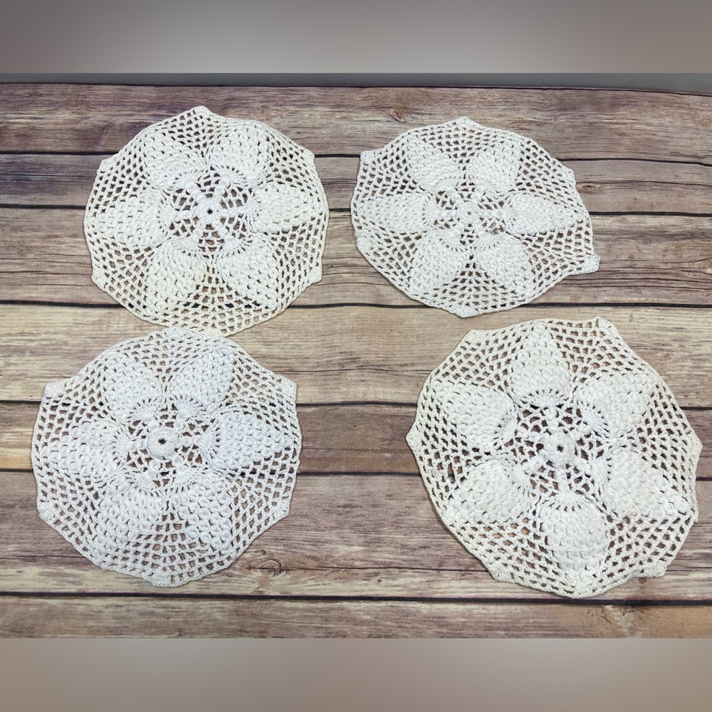 4 Crochet Doilies Vintage Handmade